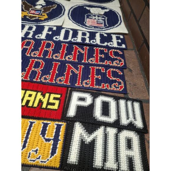 vintage needlepoint Military Decor Marines Air Force Navy USA Lot Of 11 - Picture 3 of 8